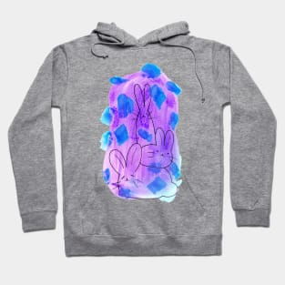 Watercolor Bunny Pile Hoodie